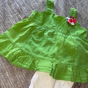 Adorable 3T Green Cotton Ruffled Tank Top